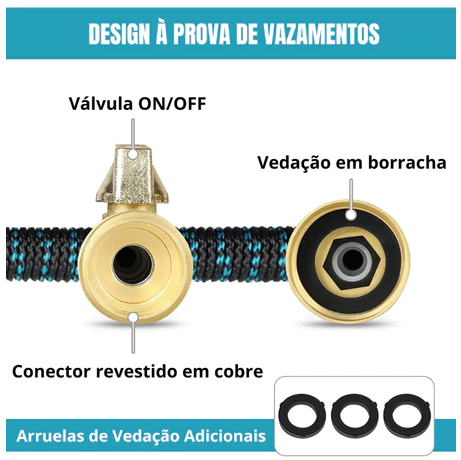 Mangueira Expansível 30m™ com Esguicho Ajustável + Suporte de parede e Bolsa Organizadora