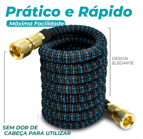 Mangueira Expansível 30m™ com Esguicho Ajustável + Suporte de parede e Bolsa Organizadora