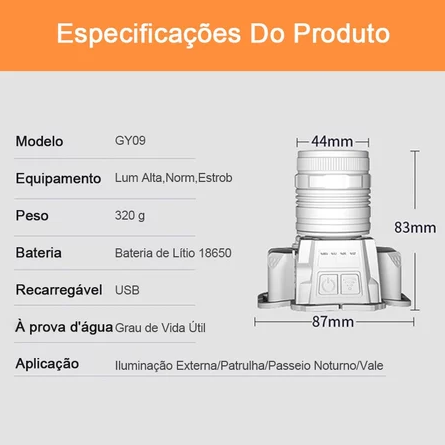 Lanterna de Cabeça LED™ | Sensor por Movimento, Alcance de Até 500m e Bateria de Longa Duração