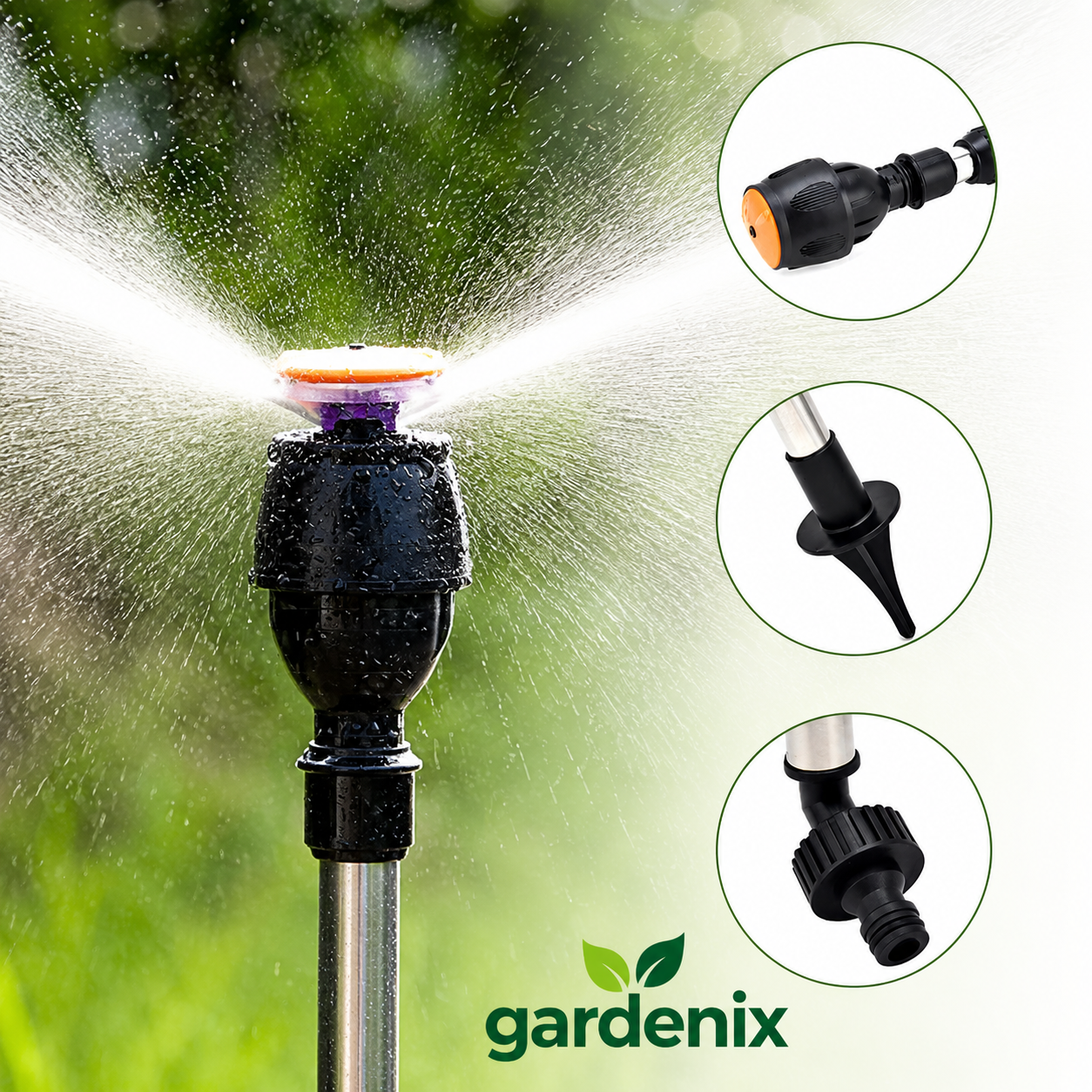 Gardenix™ Irrigador Automático 360° com Tripé Ajustável + Brinde (Mangueira de 10m)