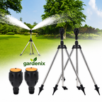 Gardenix™ Irrigador Automático 360° com Tripé Ajustável + Brinde (Mangueira de 10m)