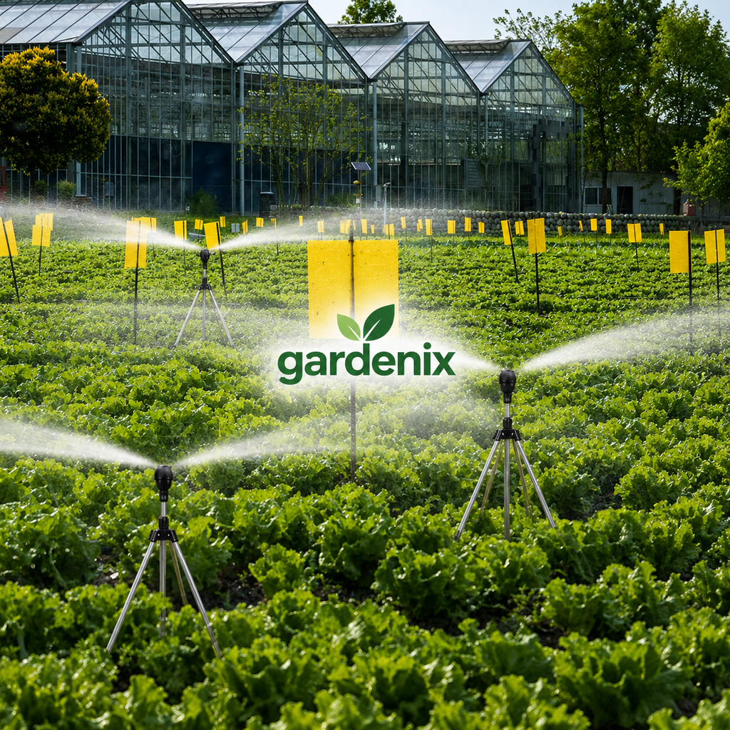 Gardenix™ Irrigador Automático 360° com Tripé Ajustável + Brinde (Mangueira de 10m)