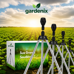 Gardenix™ Irrigador Automático 360° com Tripé Ajustável + Brinde (Mangueira de 10m)