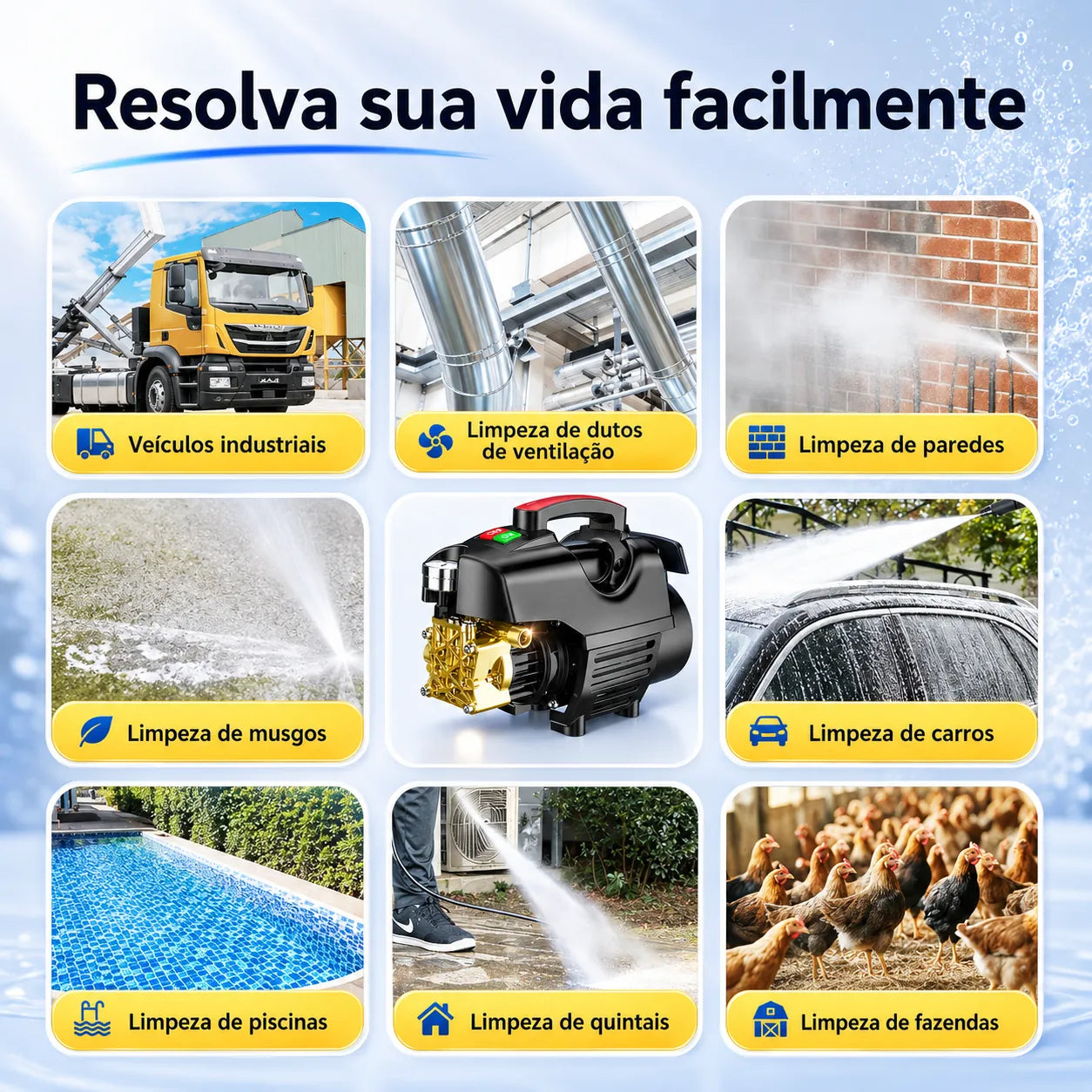 TurboJet™ Lavadora de Alta Pressão Bivolt + Brinde Hoje (Mangueira 10m)