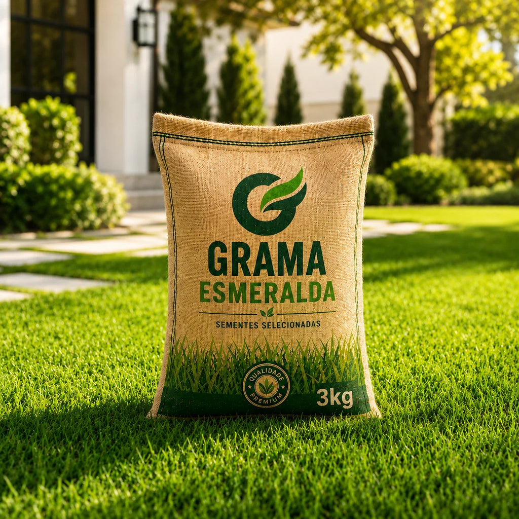Sementes de Grama Esmeralda Premium – Gramado Denso, Verde e Resistente