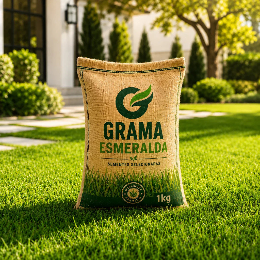 Sementes de Grama Esmeralda Premium – Gramado Denso, Verde e Resistente