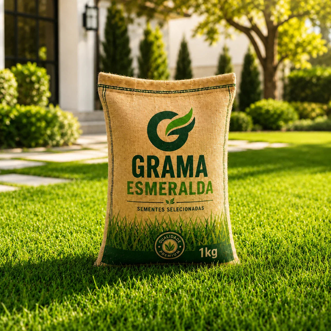 Sementes de Grama Esmeralda Premium – Gramado Denso, Verde e Resistente
